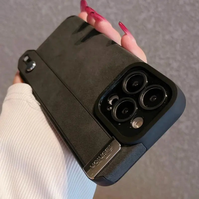 Suede Fur Leather Wrist Strap Holder Shockproof Case for iPhone