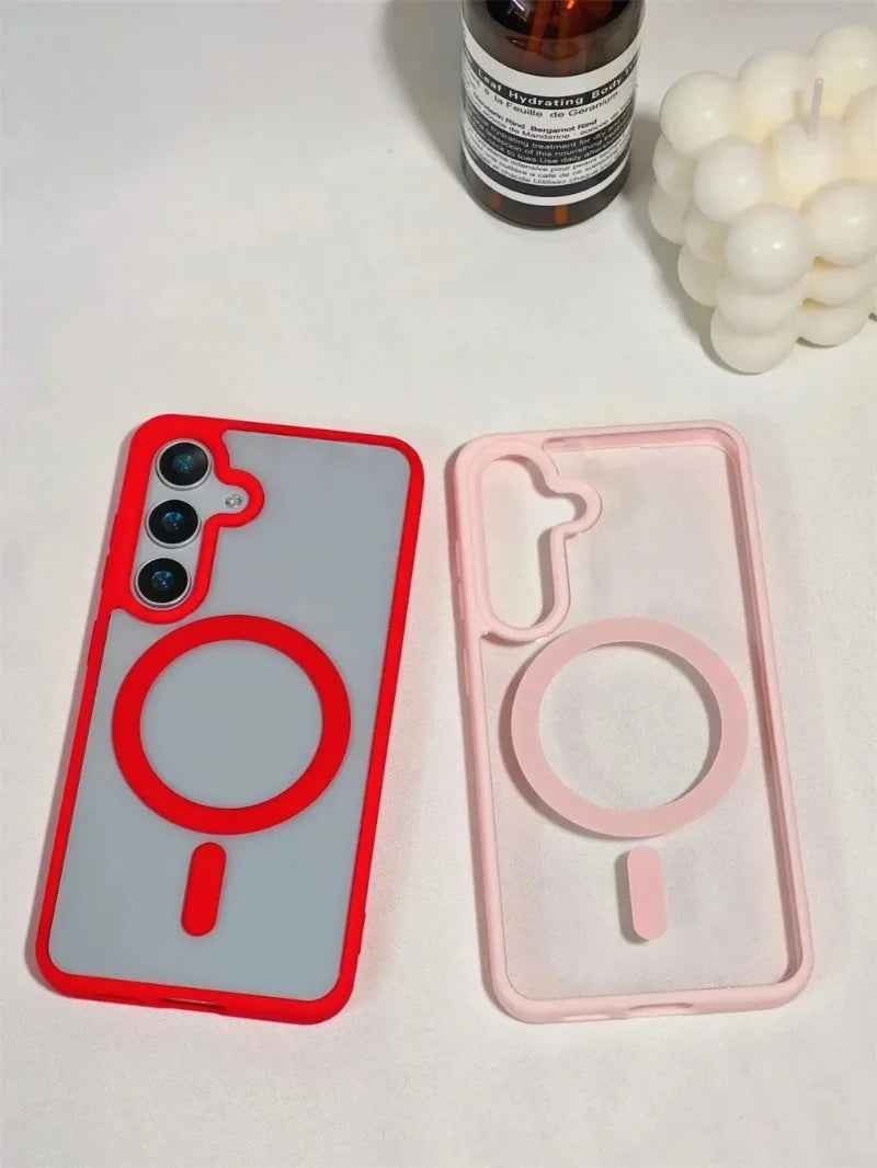 Frosted Magnetic Magsafe Wireless Charger Case For Samsung