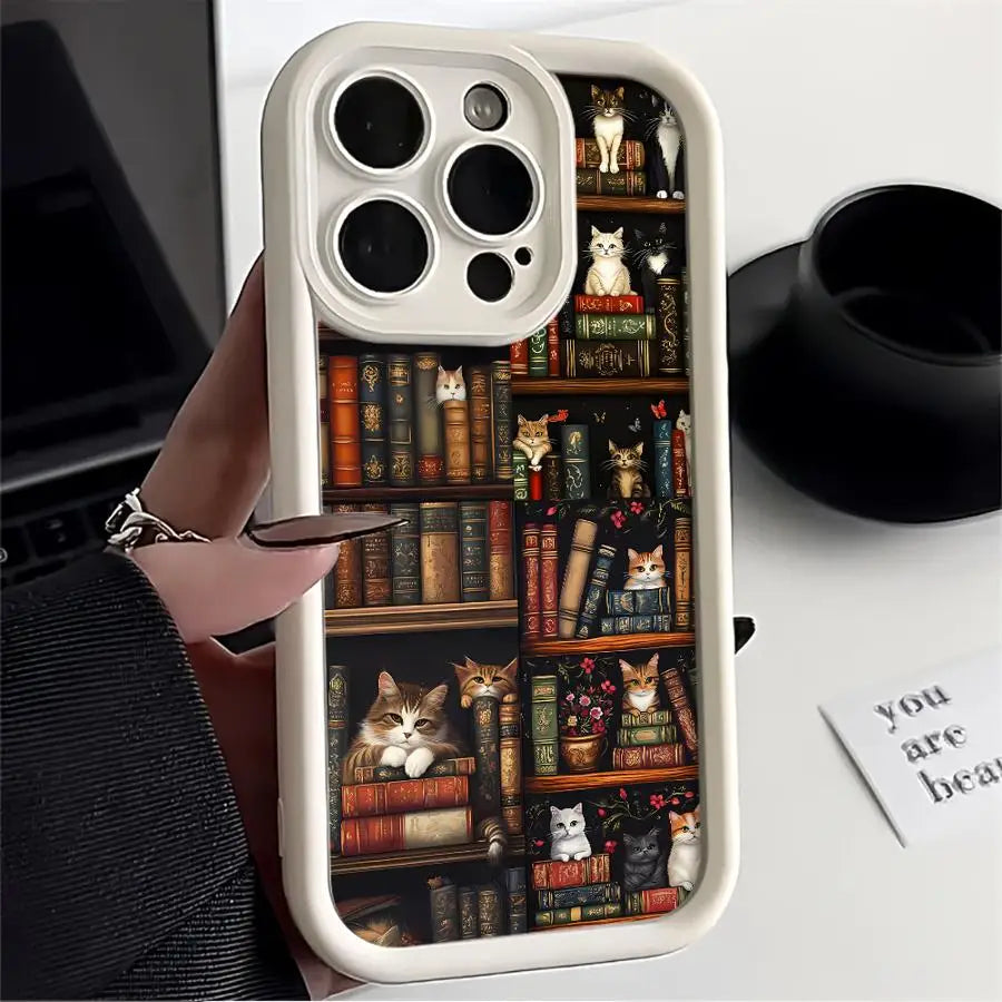 Shell Vintage Bookshelf Kitten for iPhone