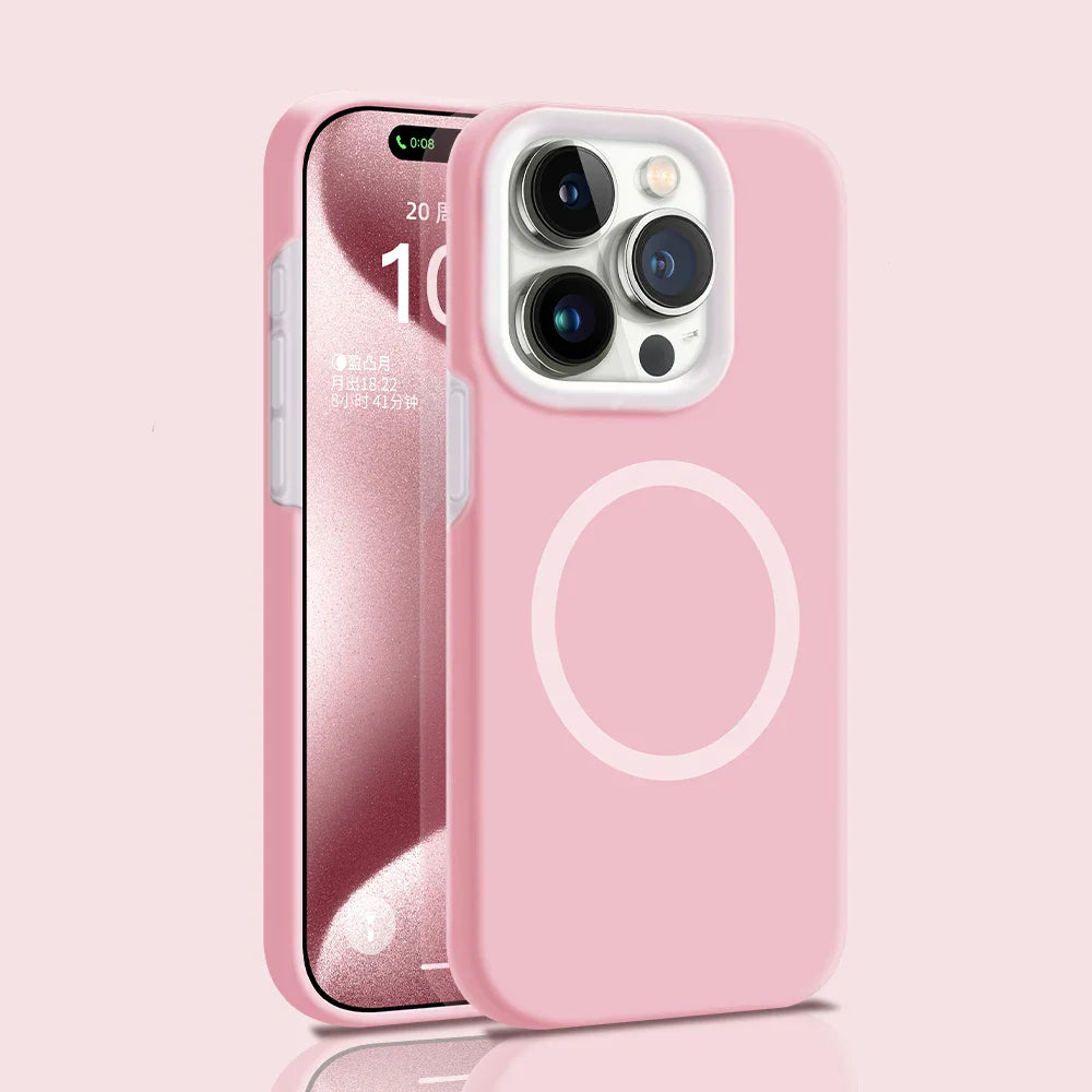 Solid Color Jelly Magnetic Liquid Silicone Phone Case For iPhone