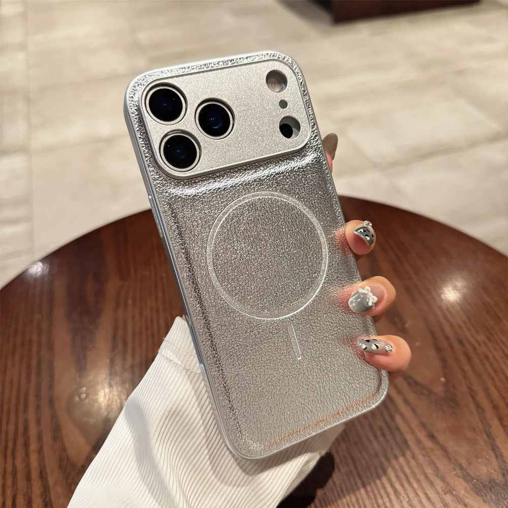 Magsafe Candy Color Texture Leather Magnetic Case for iPhone