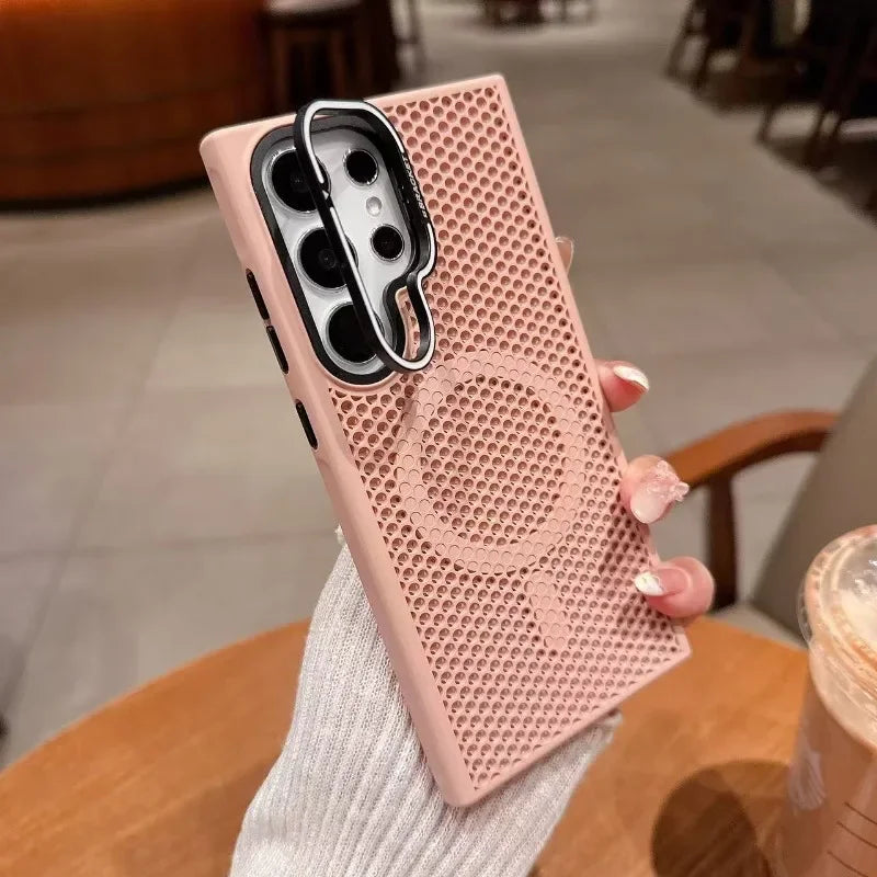 Honeycomb Mesh Cooling With Lens Bracket Phone Case for Samsung