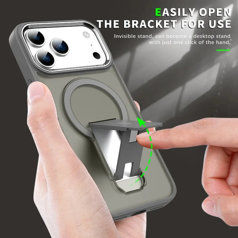 Folding Stand Matte Magnetic  Magsafe Case for iPhone
