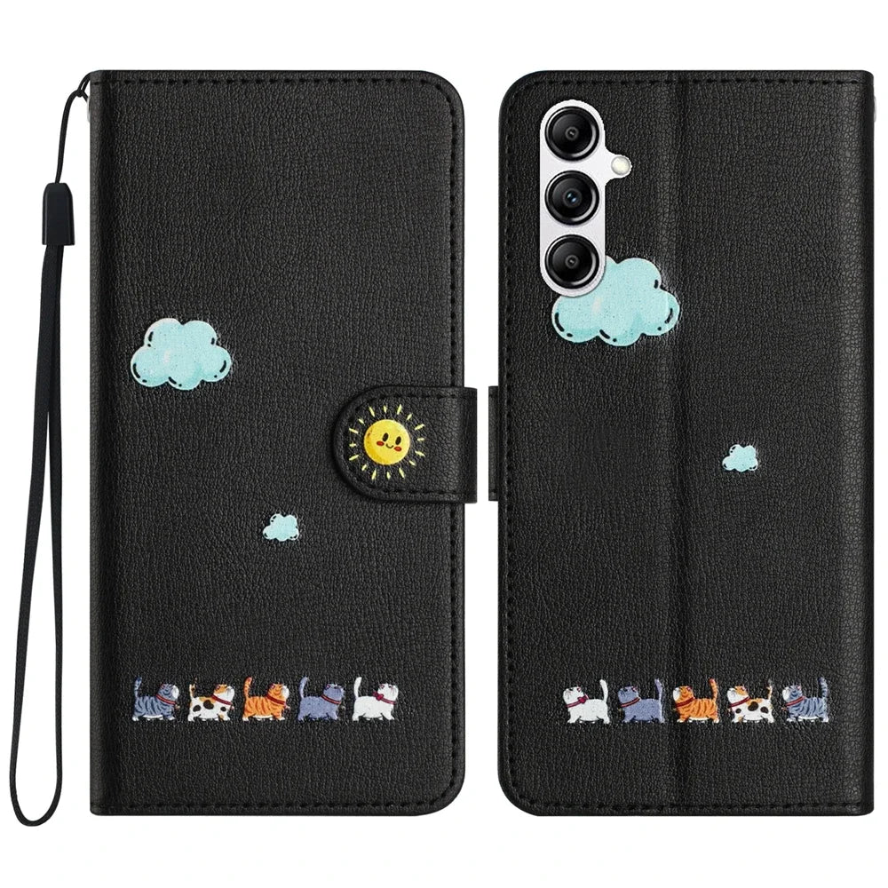 Kawaii Cat Funda Leather Wallet Flip Case For  Samsung