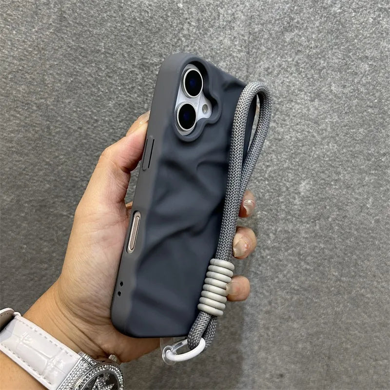 Lanyard Candy Color Ripple Soft Silicone case for iPhone