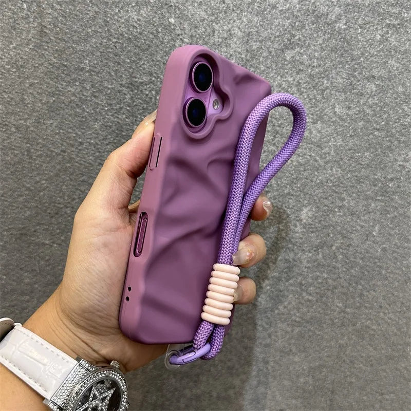 Lanyard Candy Color Ripple Soft Silicone case for iPhone