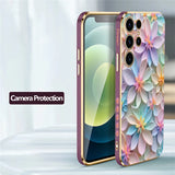 Soft Silicone Shockproof Flower Pattern Plating Phone Case for Samsung