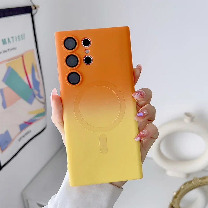 Comes With Lens Film Gradient Color Silicone Case For Samsung