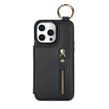Zipper Wallet Card Holder Double Buckle Phone Bag Ring Case for iPhone