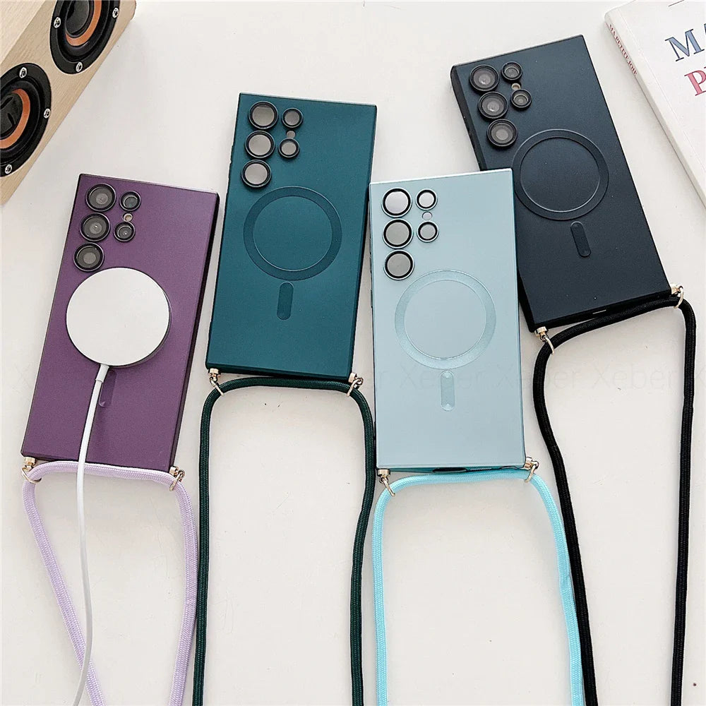 Lanyard Crossbody Magnetic Charging Case For Samsung