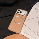 Litchi Pattern PU Leather Magnetic Plating Bumper Case for iPhone