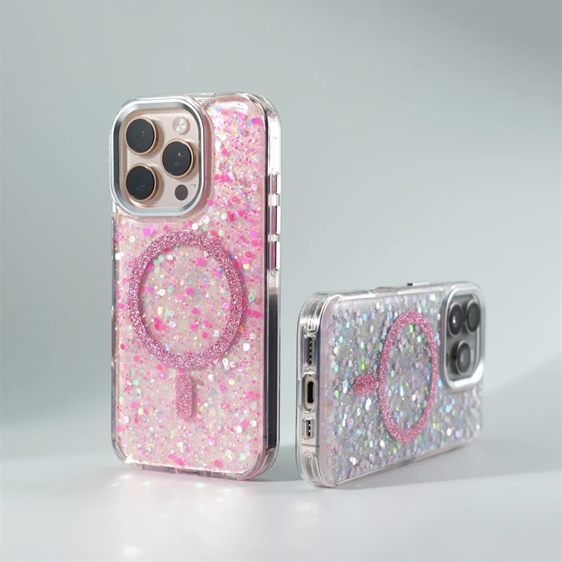 Glitter Foils MagSafe Magnetic Wireless Charging Case for iPhone