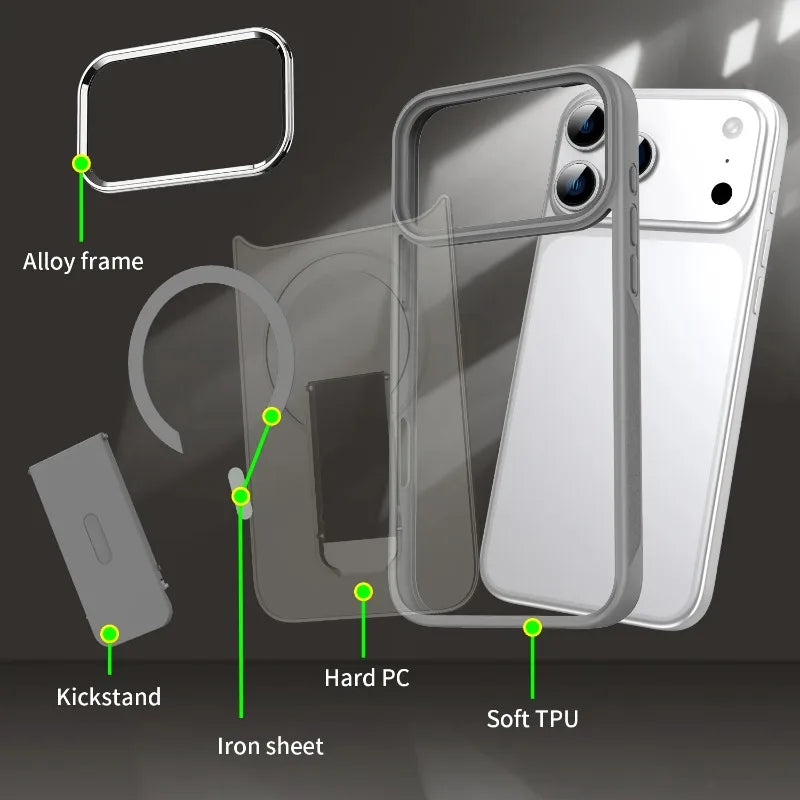 Folding Stand Matte Magnetic  Magsafe Case for iPhone
