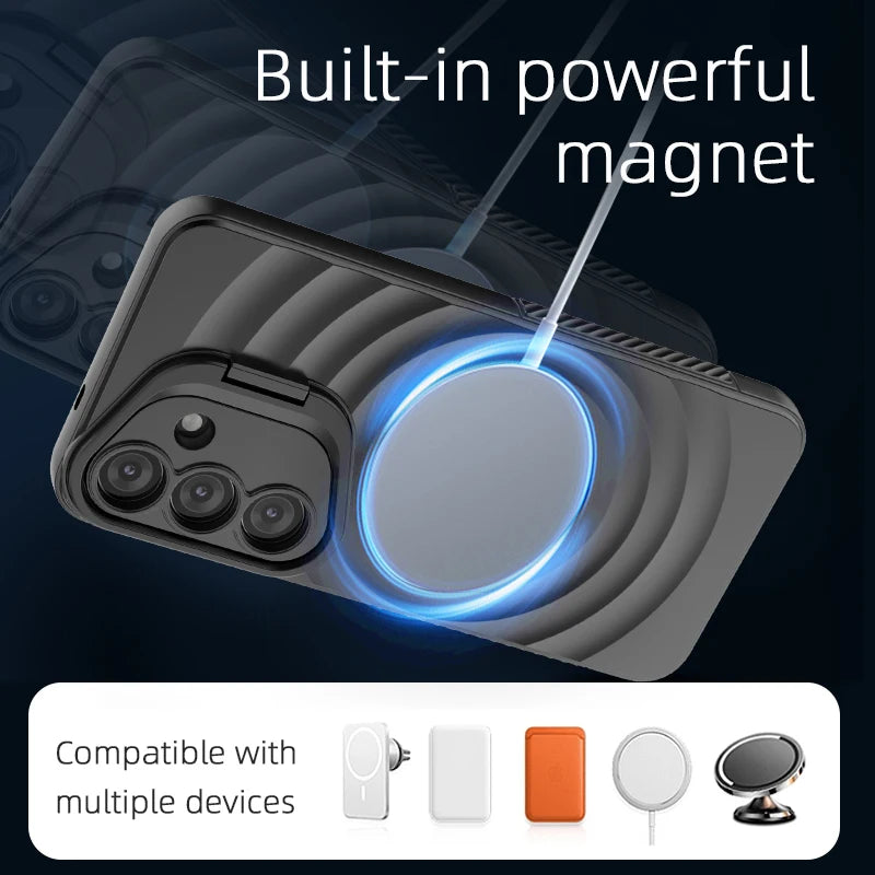 Magnetic Wireless Charging Shockproof Stand  Case for Samsung