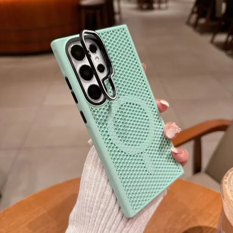 Honeycomb Mesh Cooling With Lens Bracket Phone Case for Samsung