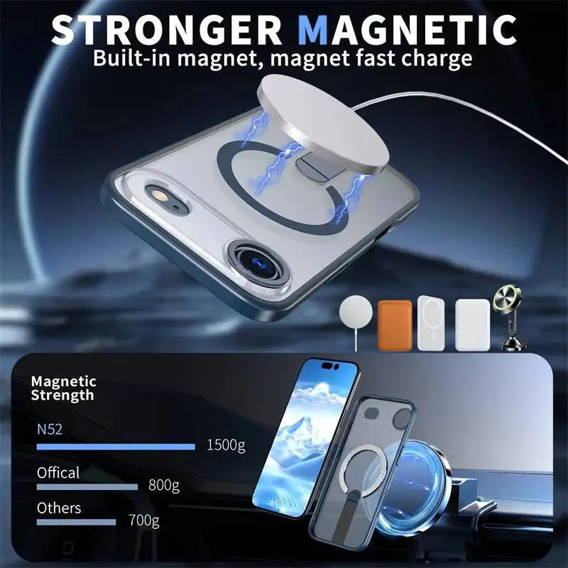 Kickstand Holder Magnetic Magsafe Wireless Charge Case for iPhone