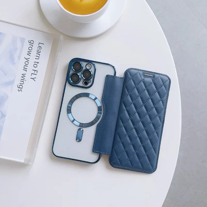 Magsafe Magnetic Card Holder Wallet Leather Case for iPhone