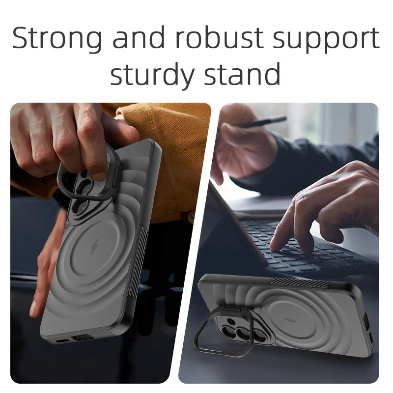 Magnetic Wireless Charging Shockproof Stand  Case for Samsung