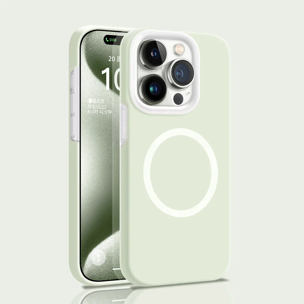Solid Color Jelly Magnetic Liquid Silicone Phone Case For iPhone