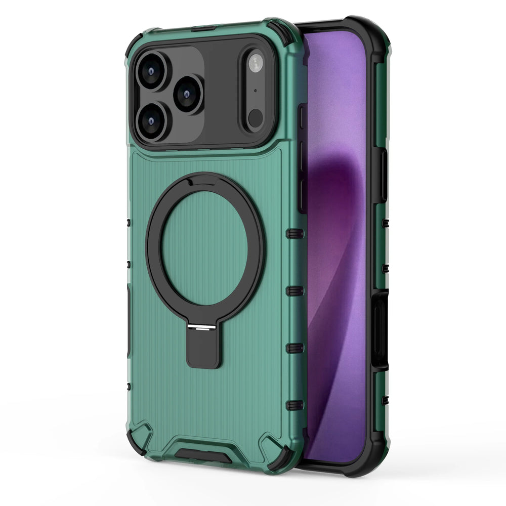 Magsafe Magnetic Stand Corrugated Pattern Shockproof Case for iPhone