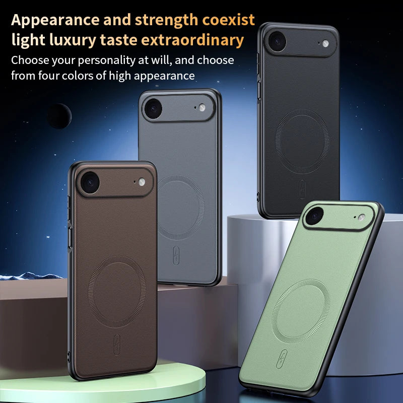 Magnetic Leather Shield Anti-Fingerprint Non-Slip Case For iPhone