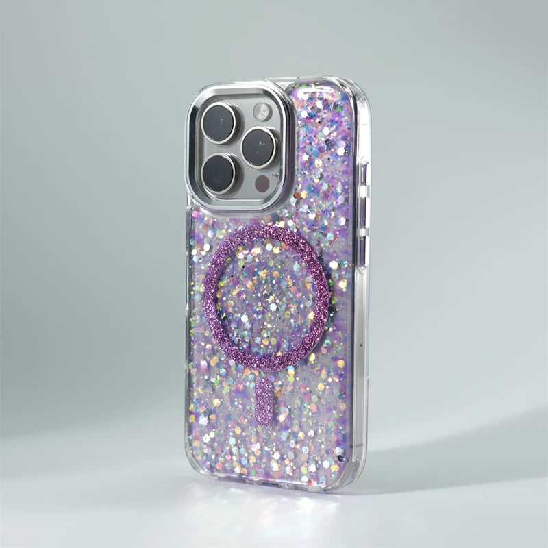 Glitter Foils MagSafe Magnetic Wireless Charging Case for iPhone