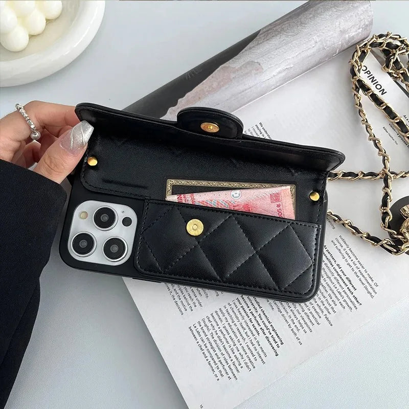 Crossbody  Lanyard Phone Case for Wallet Card Slot Holder Leather Cover