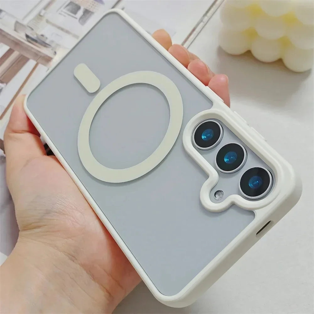Frosted Magnetic Magsafe Wireless Charger Case For Samsung