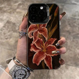 Oil Painting Lily Flower Retro Pattern iPhone Case