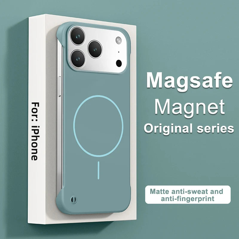 Frameless Solid Color Magnetic Magsafe PC Case for iPhone