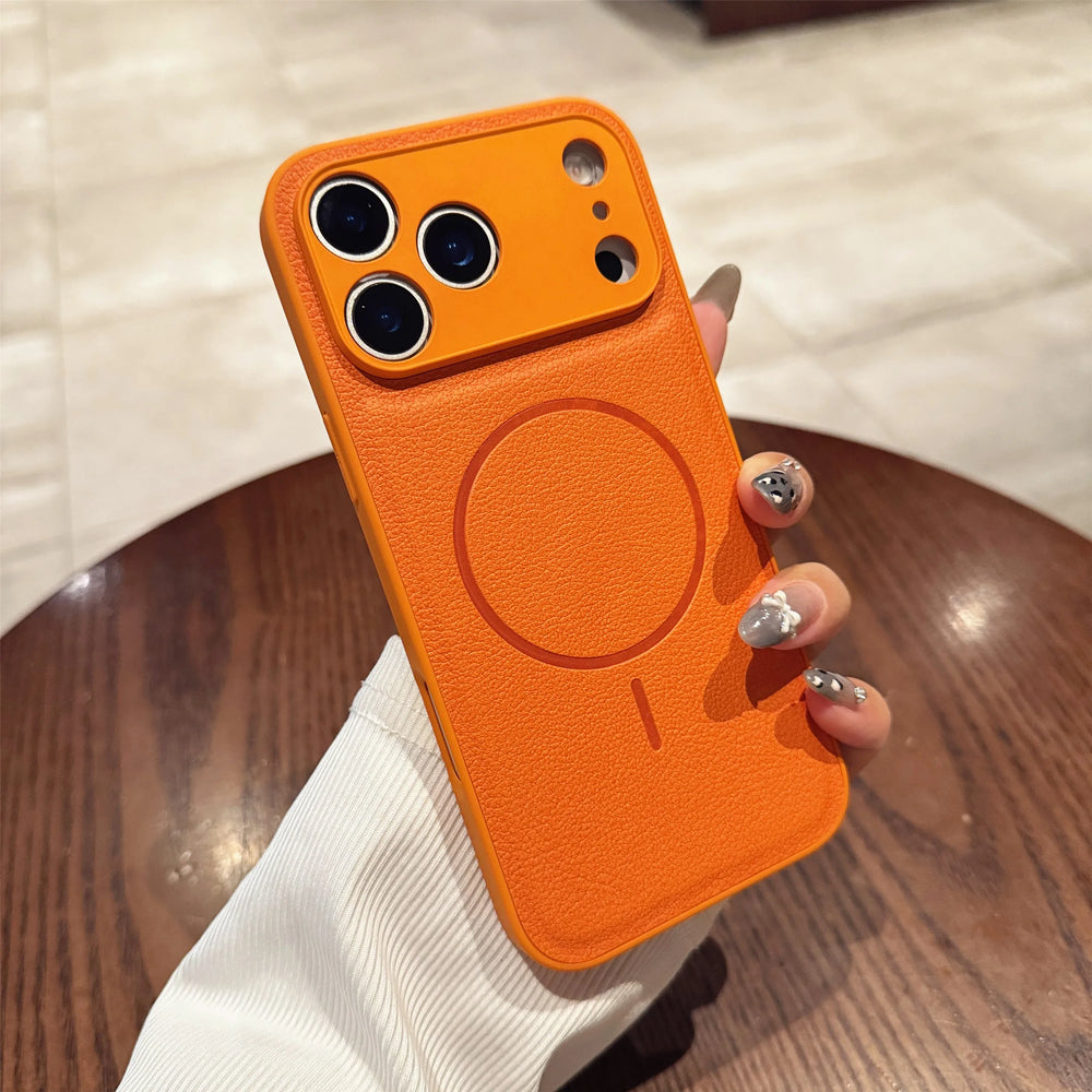 Magsafe Candy Color Texture Leather Magnetic Case for iPhone