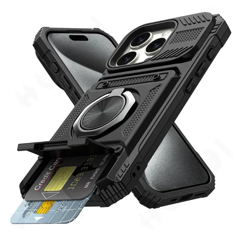 Military quality  Magnetic Rotated Ring Kickstand Case For iPhone