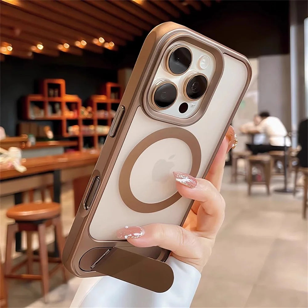 Invisible Folding Stand Magnetic  Magsafe Wireless Charging Case For iPhone