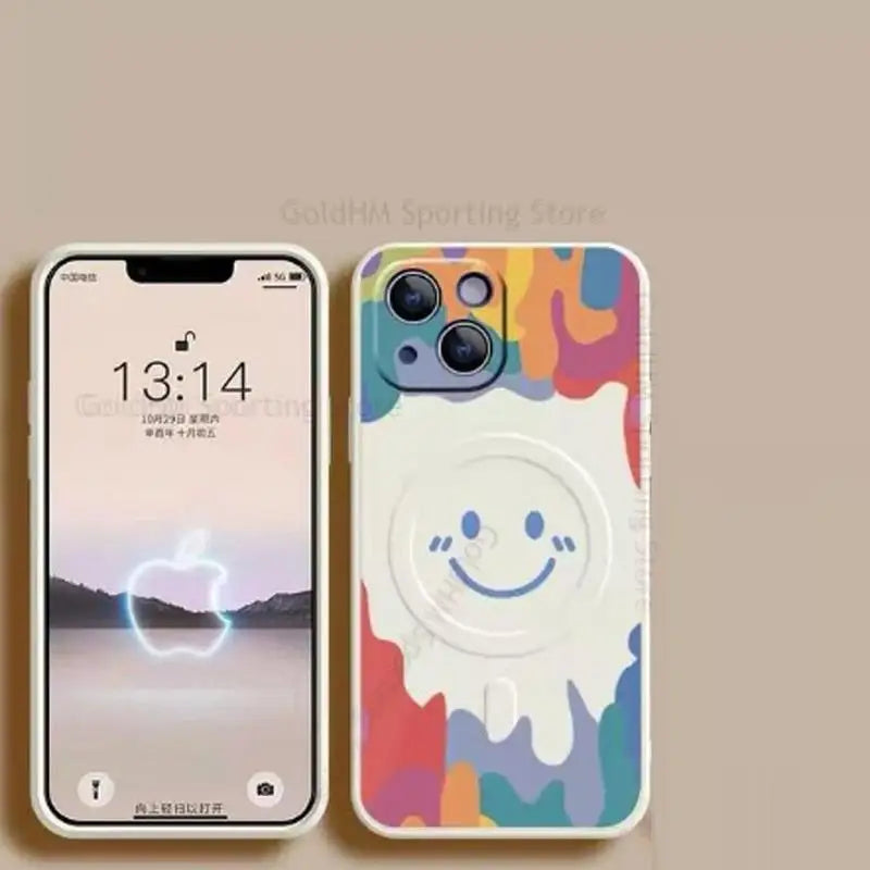 Silicone Graffiti Smile Magsafing Case for iPhone