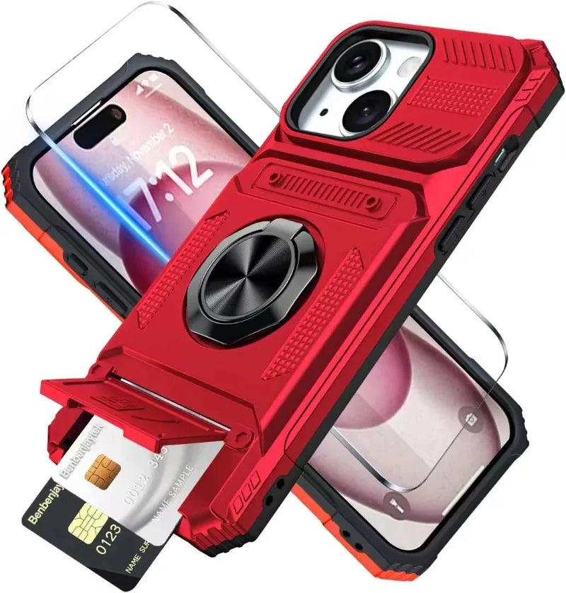 Military quality  Magnetic Rotated Ring Kickstand Case For iPhone
