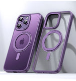 Luxury Magnetic Stand Transparent Matte Case For iphone