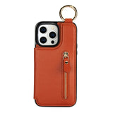 Zipper Wallet Card Holder Double Buckle Phone Bag Ring Case for iPhone