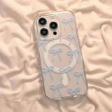 Pink Bow Transparent Magnetic Case For iPhone INS Soft Cover