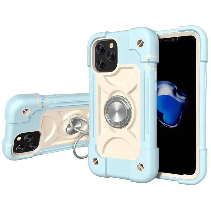 Armor Bumper Shockproof Colorful Rugged Ring Holder Hard PC Case For iPhone