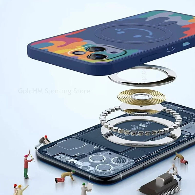 Silicone Graffiti Smile  Magsafing Case for Samsung