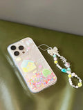 Shiny Quicksand glitter family bow cute bracelet case for iphone