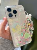 Shiny Quicksand glitter family bow cute bracelet case for iphone