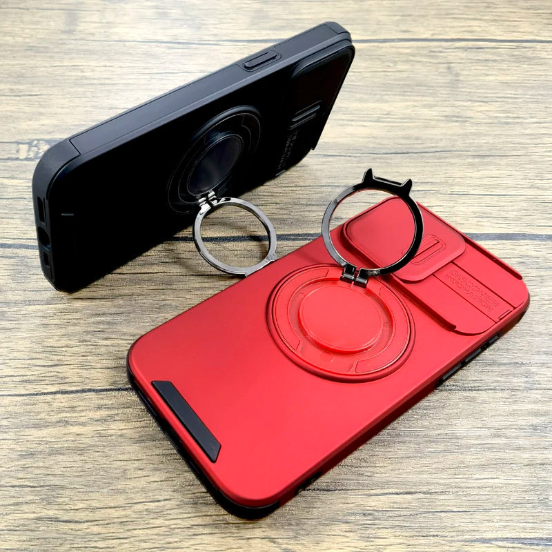 Camera Lens Slide Shockproof Armor Case For iPhone