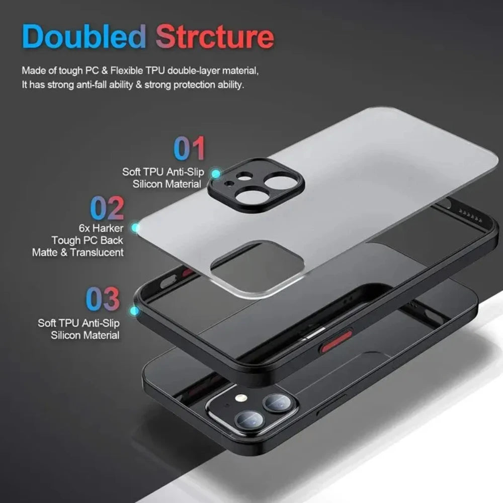 Luxury Silicone Bumper Clear Shockproof Armor Matte Case For iPhone