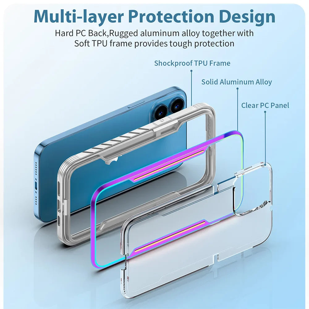 Durable Aluminium Frame Soft TPU Shockproof Case For iPhone