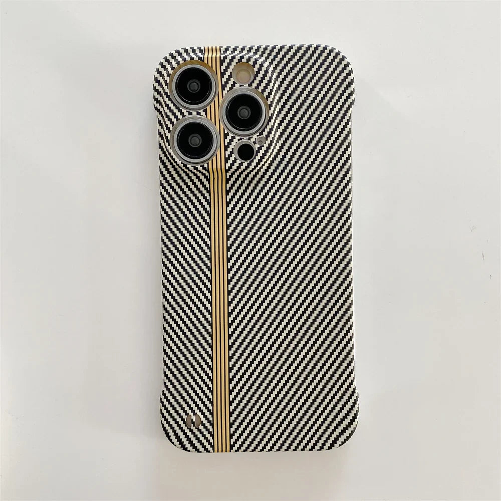 Ultra-Thin Carbon Fiber Texture Borderless Case For iPhone