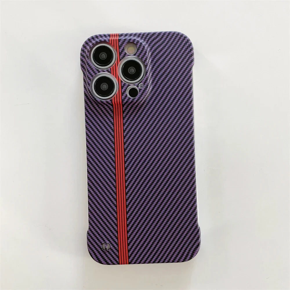 Ultra-Thin Carbon Fiber Texture Borderless Case For iPhone