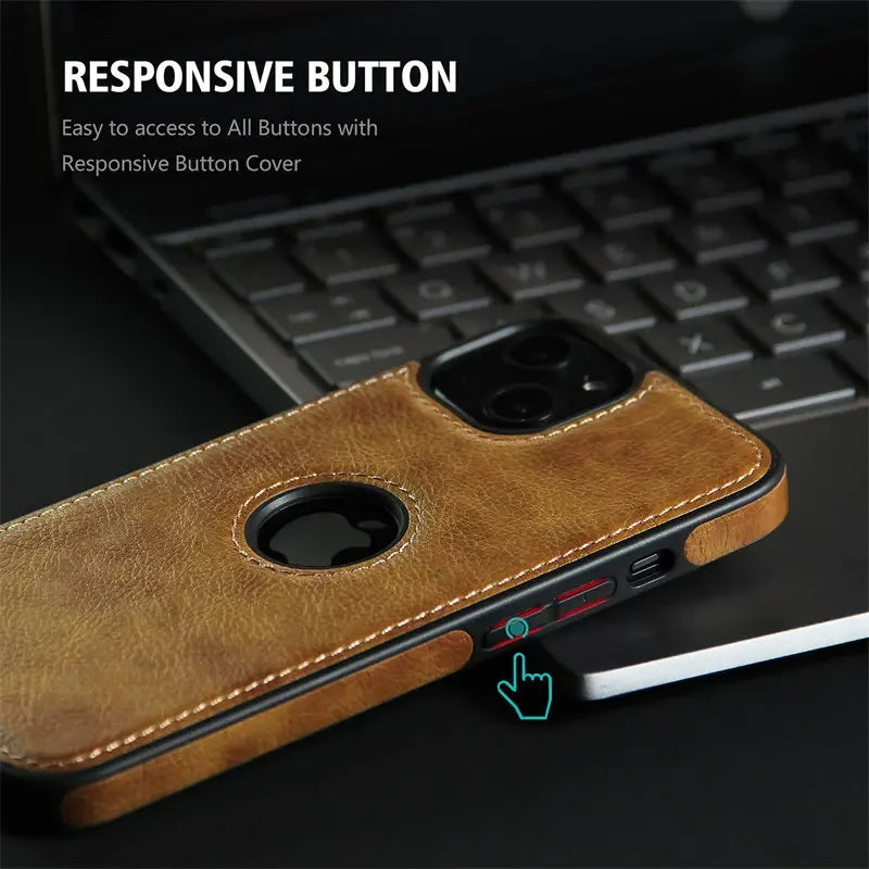 Ultra Thin Leather Shockproof Bumper Soft Business Case For iPhone