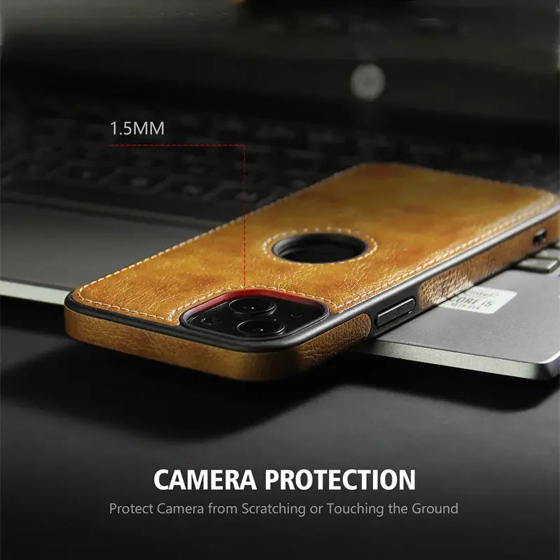 Ultra Thin Leather Shockproof Bumper Soft Business Case For iPhone