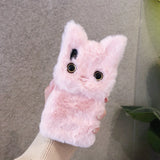 Winter Warm Cat Furry Fur Plush Case For iPhone